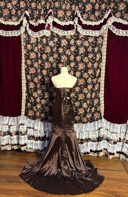 NiceVestidos - Robe de soirée sirène sans manches en velours marron foncé, ornée de sequins, longueur au sol, avec perles exquises, NV5785
