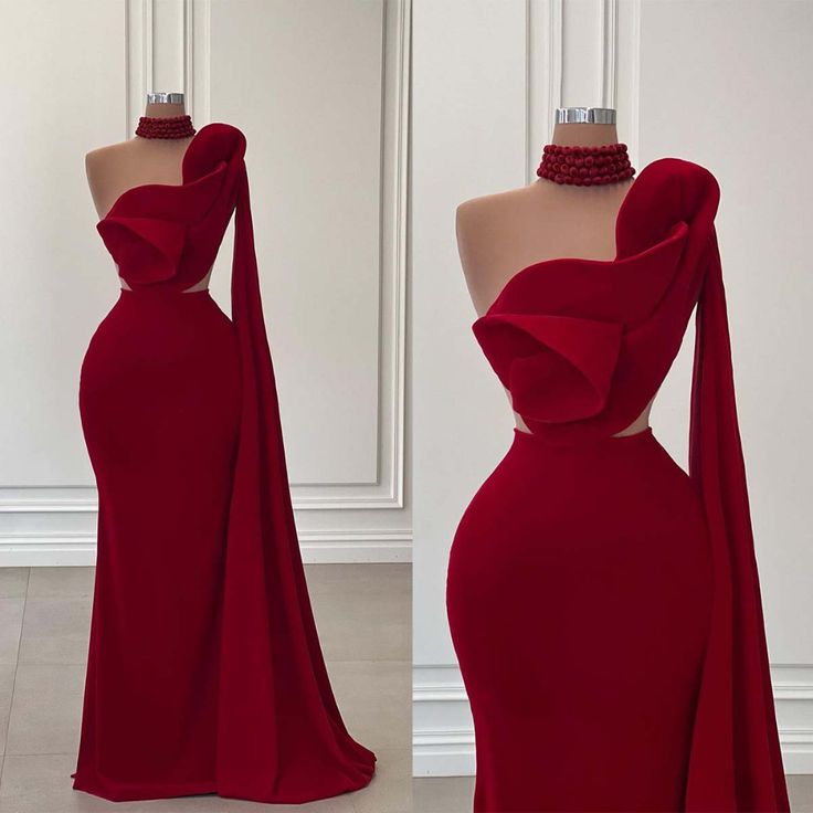 Robe de soirée élégante à une épaule en dentelle bordeaux rouge nv3226