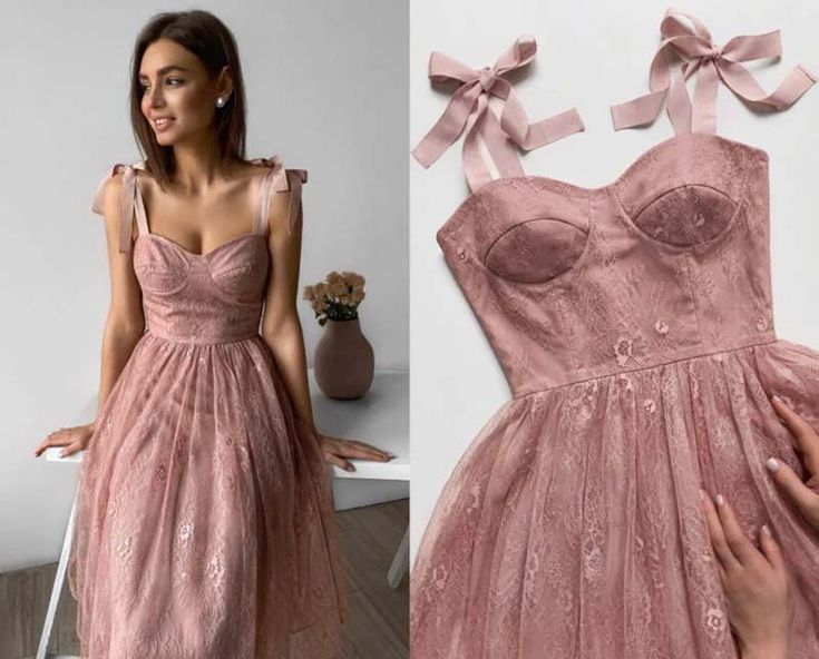 Rosa süßes Spaghettiträger-Spitzen-Mittellanges Prinzessinnen-Heimkehrkleid Partykleid Abschlussballkleid Ballkleid Abendkleid nv3288