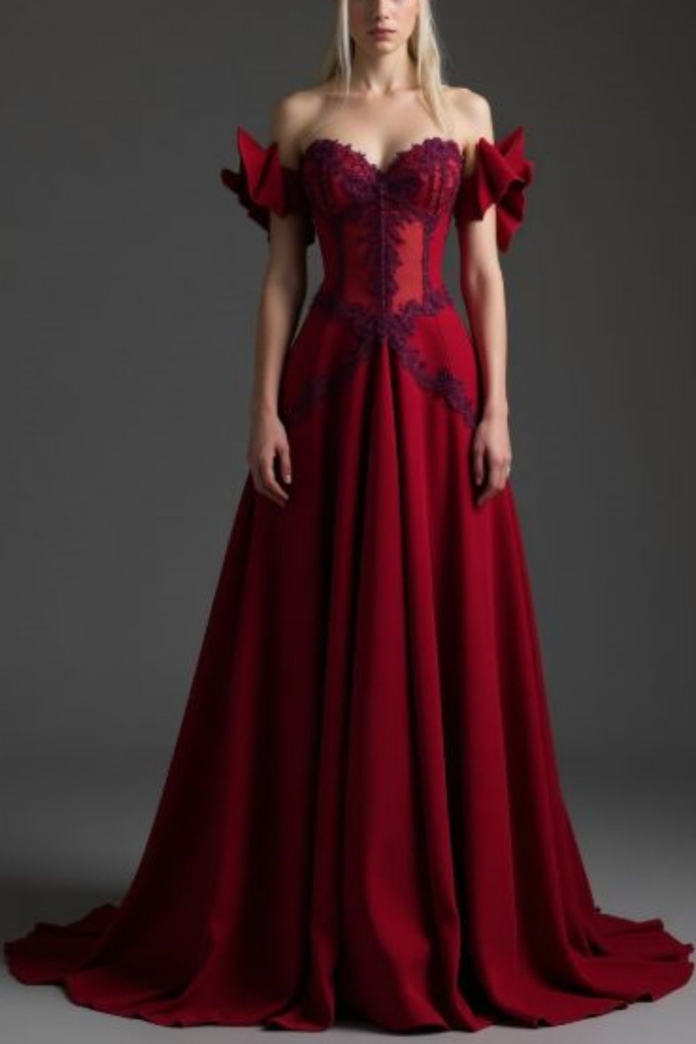 NiceVestidos-Burgundy Satin Fitted Long Prom Dress NV6100