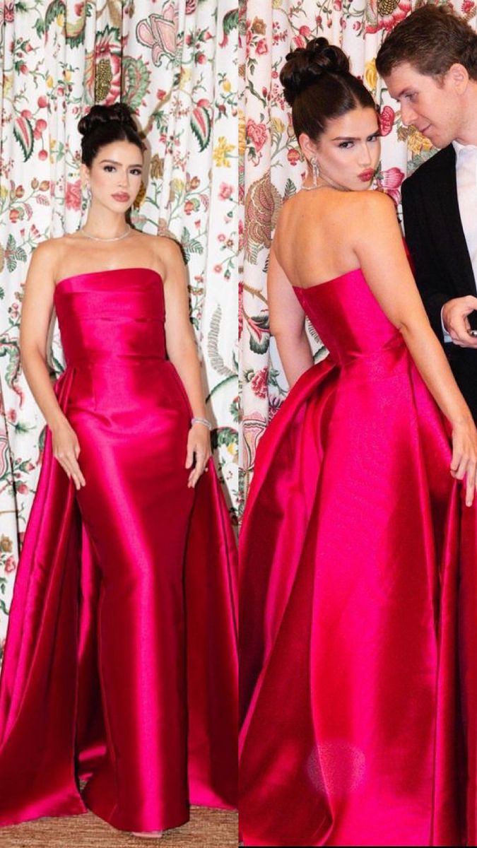 Rosa schlichtes edles und elegantes trägerloses schulterfreies langes Ballkleid Abendkleid Partykleid nv2523