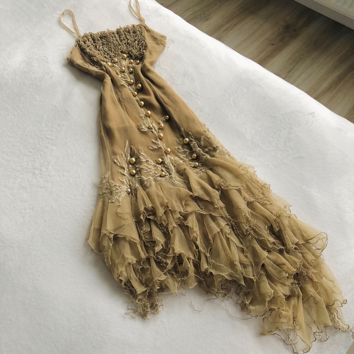 NiceVestidos--Exquisite beaded ruffled long chiffon prom dress NV5737