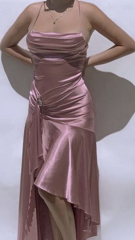 NiceVestidos-Rosa gerüscht spaghetti-trägern lange satin ballkleid abendkleid Nv5630