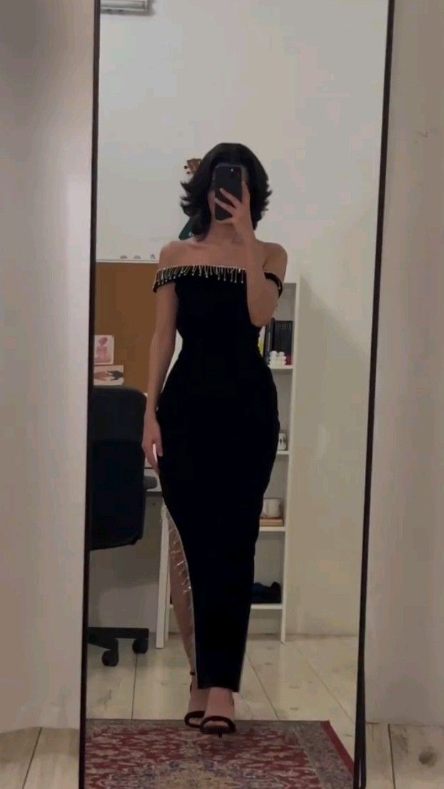 Schwarzes elegantes, modisches, schlankes One-Shoulder-Off-Shoulder-Langballkleid-Abendkleid-Partykleid NV2430