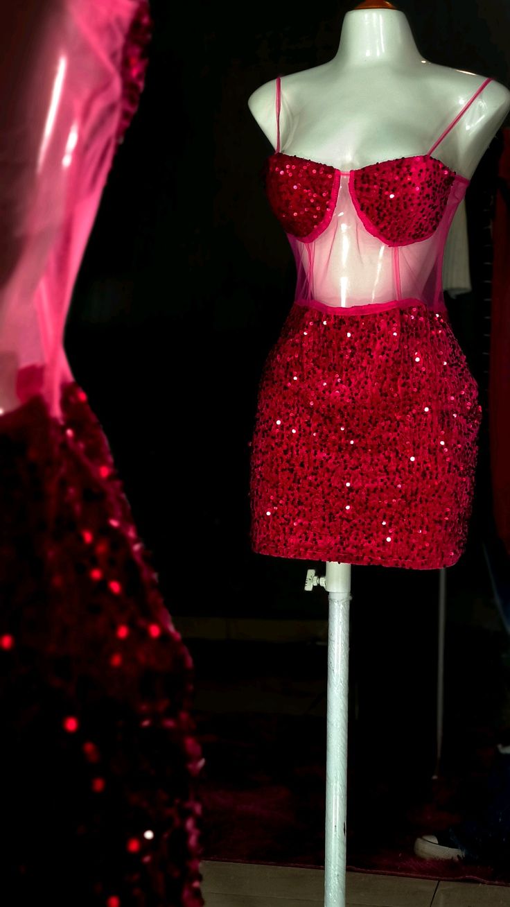 Robe de cocktail courte rouge brillante à paillettes, tenue de soirée, nv4794