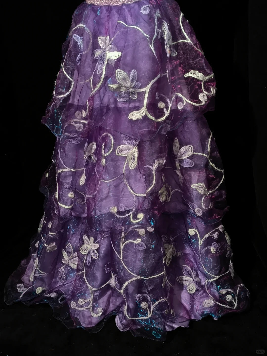Robe de soirée longue en tulle violet, élégante, à fleurs et perles, nv4784