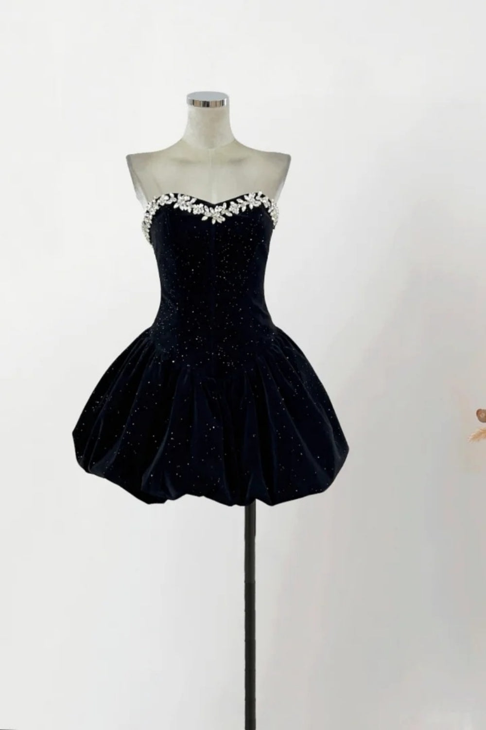 Robe de soirée courte en velours bordeaux/noir, style rétro, tenue de fête d'anniversaire, nv5264