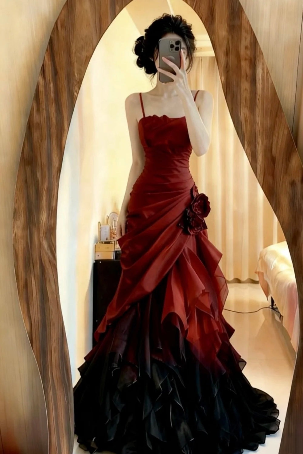 Vintage langes Satin-Abendkleid NV6670