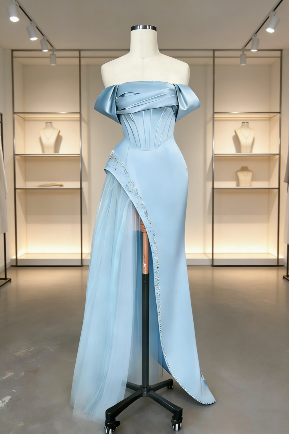 Langes, elegantes, blaues Abendkleid NV6771