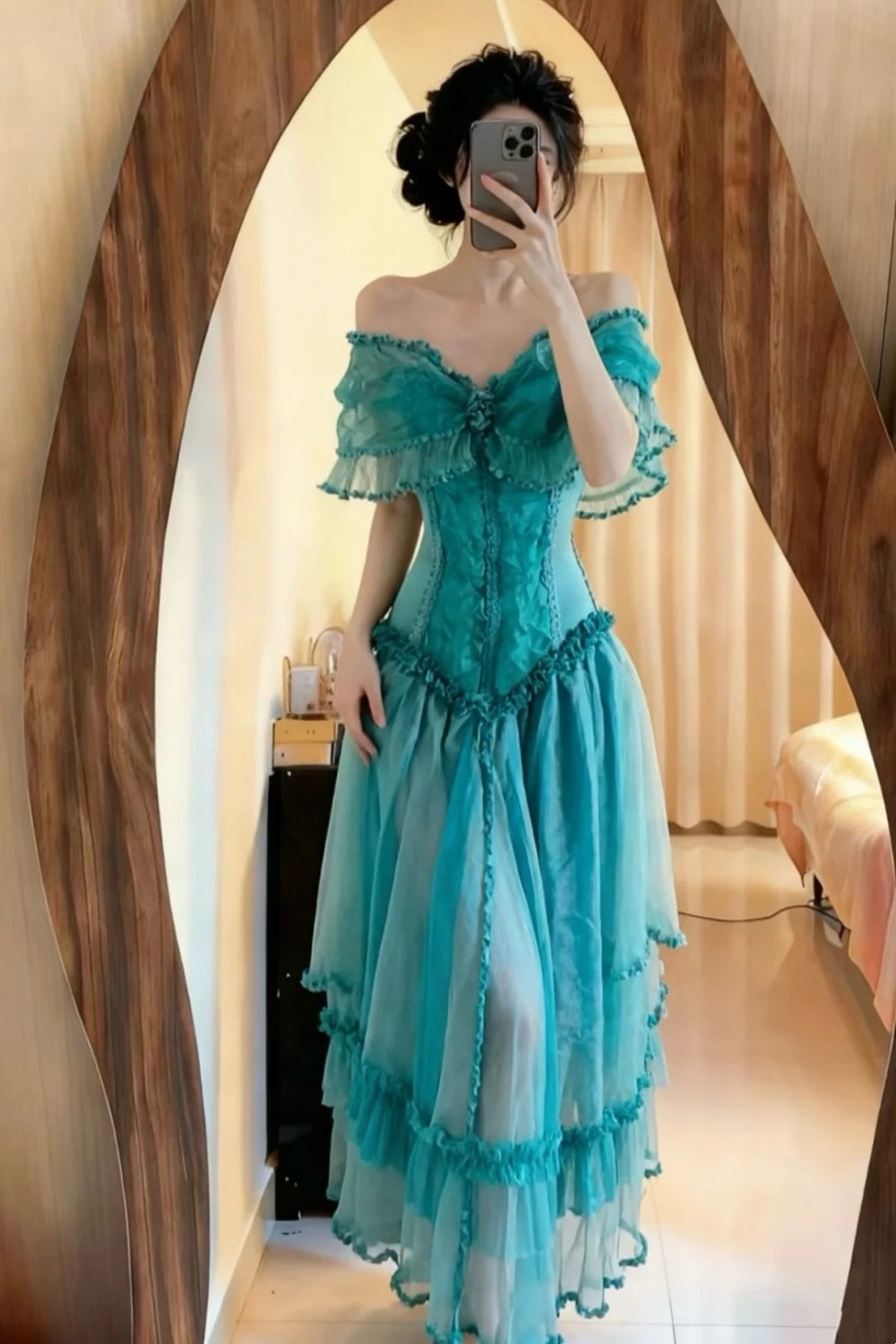 NiceVestidos - Robe longue princesse en tulle bleu NV5971