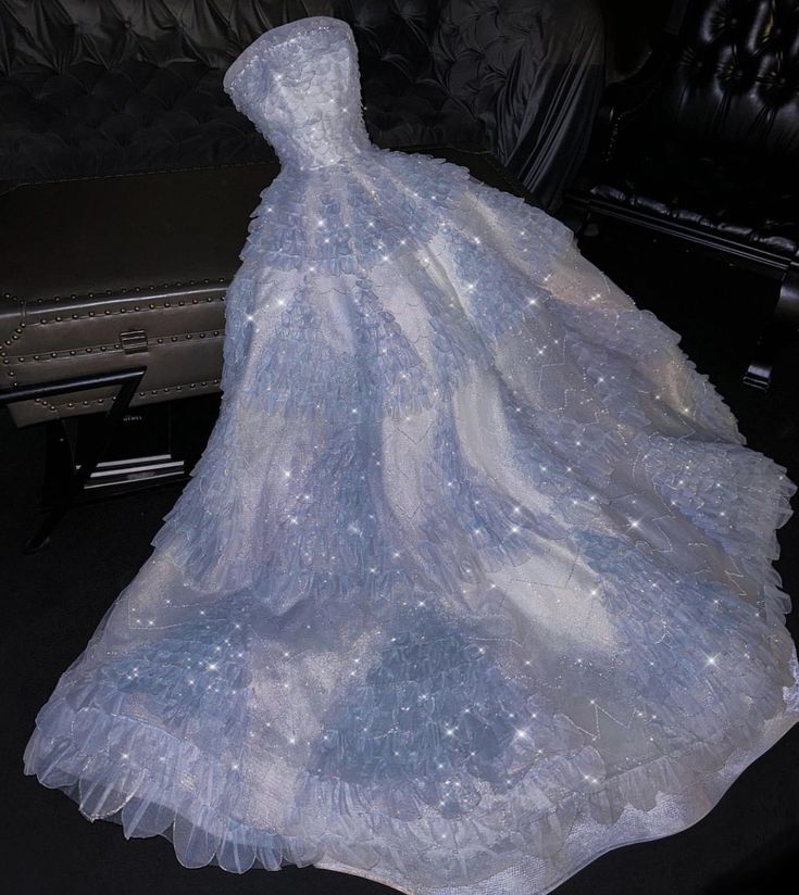 Blaues, glänzendes, elegantes A-Linien-Ballkleid mit langen Pailletten, Abendkleid, Partykleid nv3482