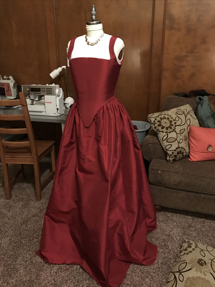 Rotes Vintage Elegantes Langes Ballkleid Satin Abendkleid nv3021