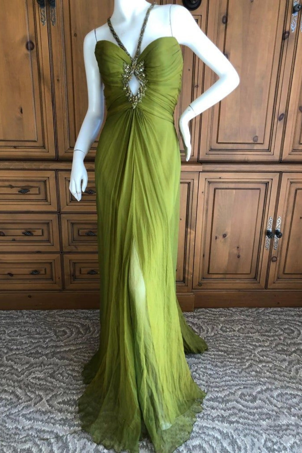 NiceVestidos - Robe longue en tulle vert NV6007