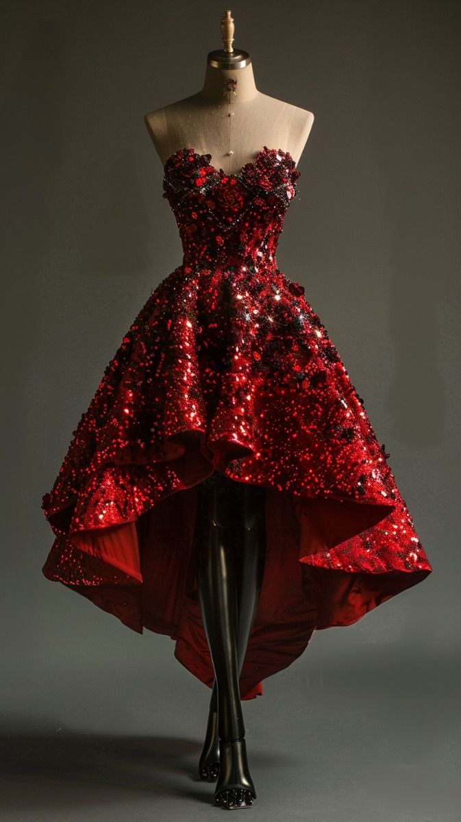 Rotes herzförmiger Ausschnitt Mode Pailletten langes Ballkleid Abendkleid Partykleid NV4910