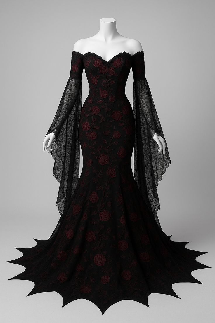 NiceVestidos – Burgunderfarbenes, zartes Chiffonkleid mit langen Ärmeln, herzförmigem Ausschnitt und zarter Spitze, bodenlang, NV6015