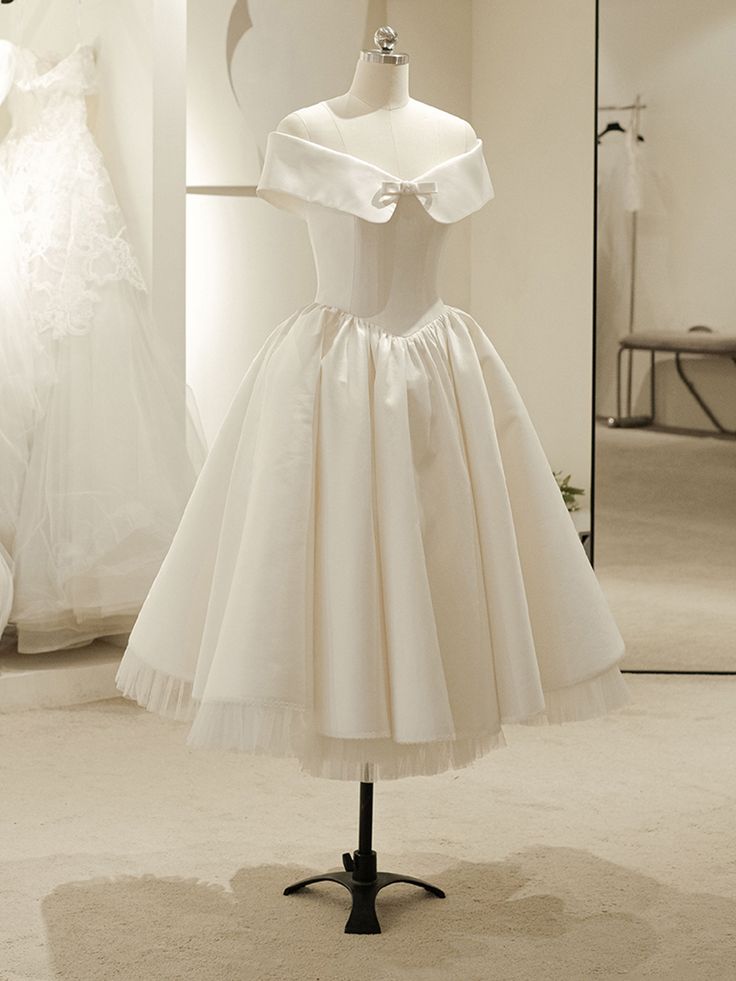 Weißer Tüll schlichtes elegantes süßes kurzes Abendkleid Partykleid Homecomingkleid Hochzeitskleid nv2823