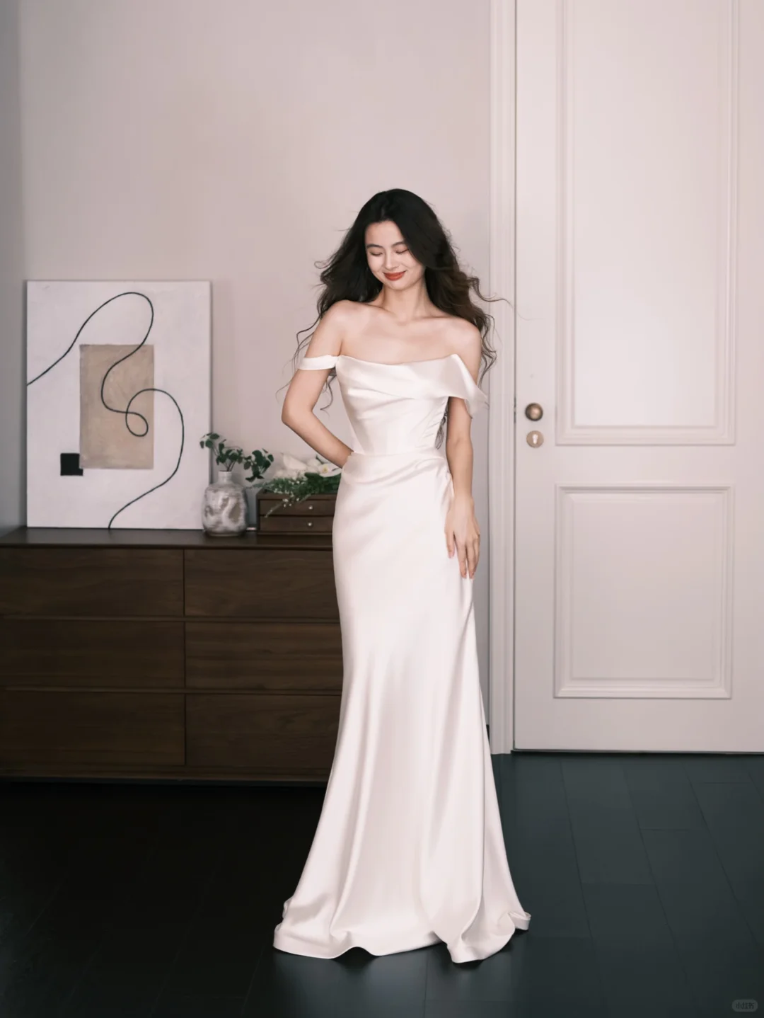 Off The Shoulder Satin Mermaid Wedding Dress NV7317