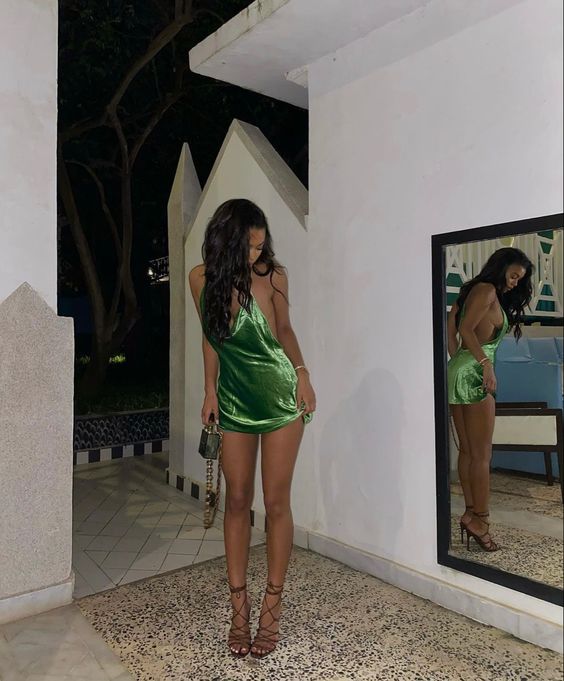 Grünes, modisches, schmales, kurzes Ballkleid, Homecoming-Partykleid, nv2148