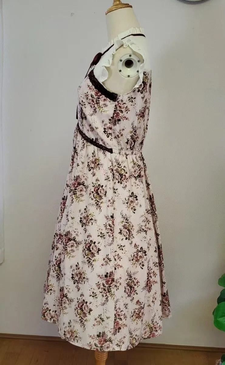 NiceVestidos - Robe courte de soirée en mousseline pour filles, robe fleurie rétro, style rétro pastoral NV5660