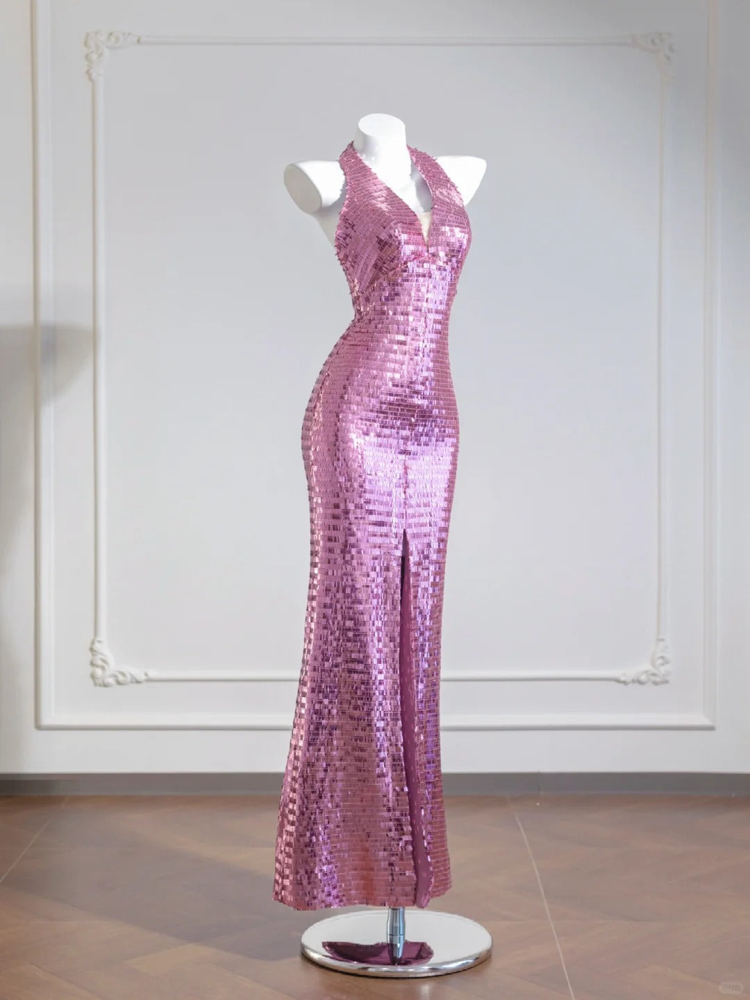 Lila glänzendes langes Meerjungfrau-Ballkleid, figurbetontes Paillettenkleid, Abendkleid, Partykleid, nv4966