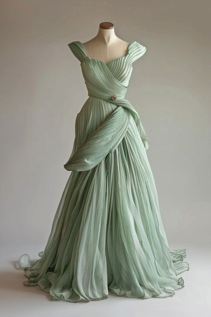 Grünes elegantes langes Perlen-Tüll-Feen-Ballkleid nv4835