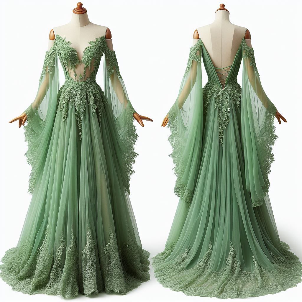 GreenLace Elegantes langes Ballkleid aus Feentüll nv4837
