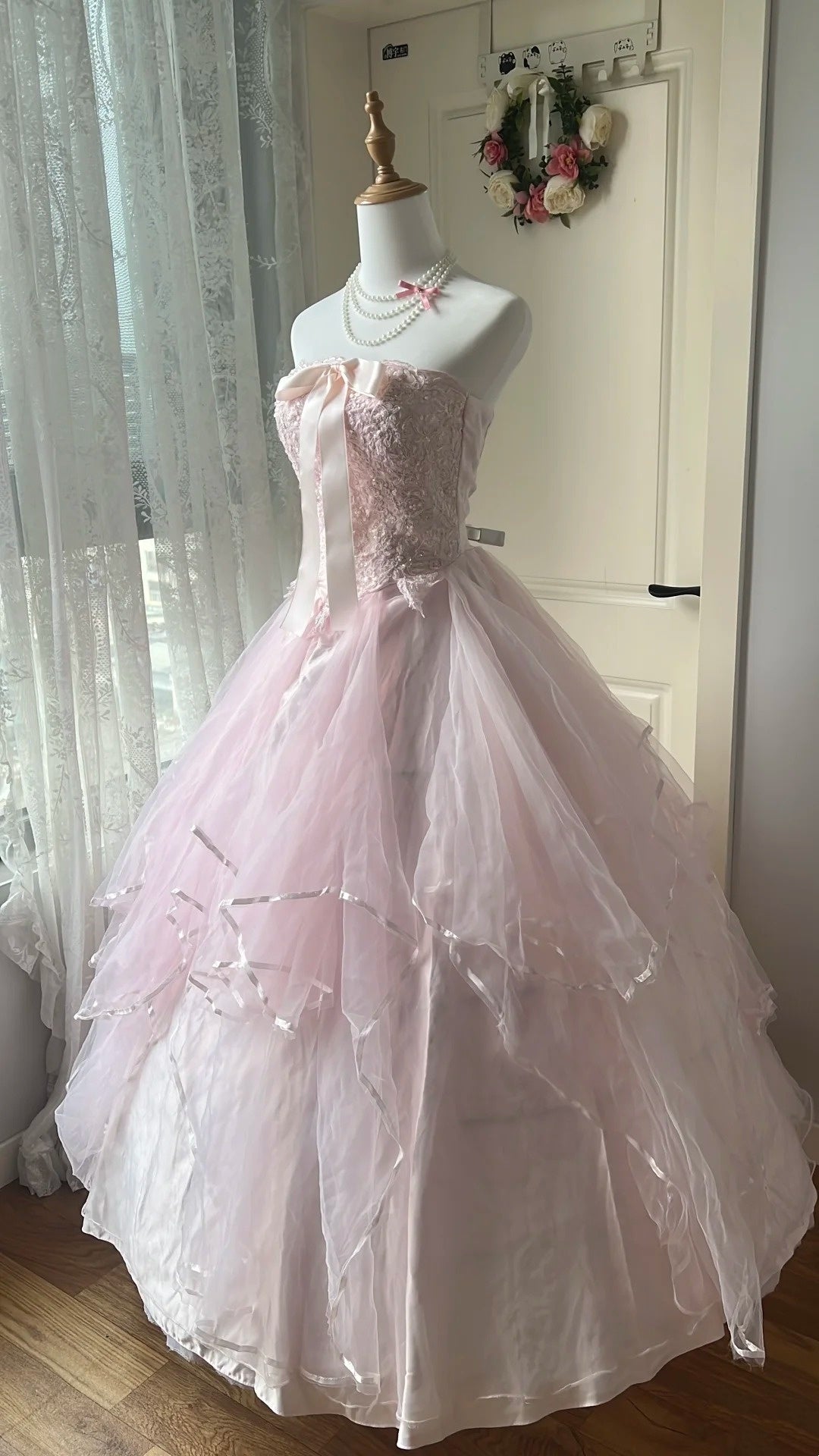 Langes, pinkfarbenes Ballkleid NV6593