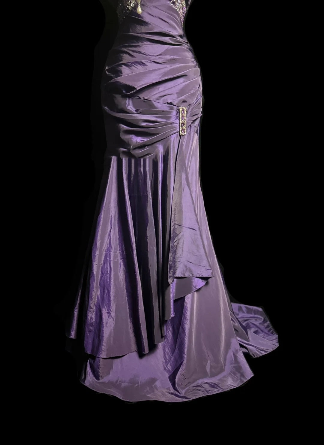 Lila Vintage Exquisite Edelstein Perlen Mode Elegante Spaghetti-Trägern Lange Bodenlangen Satin Ballkleid Abendkleid Geburtstagskleid nv4140