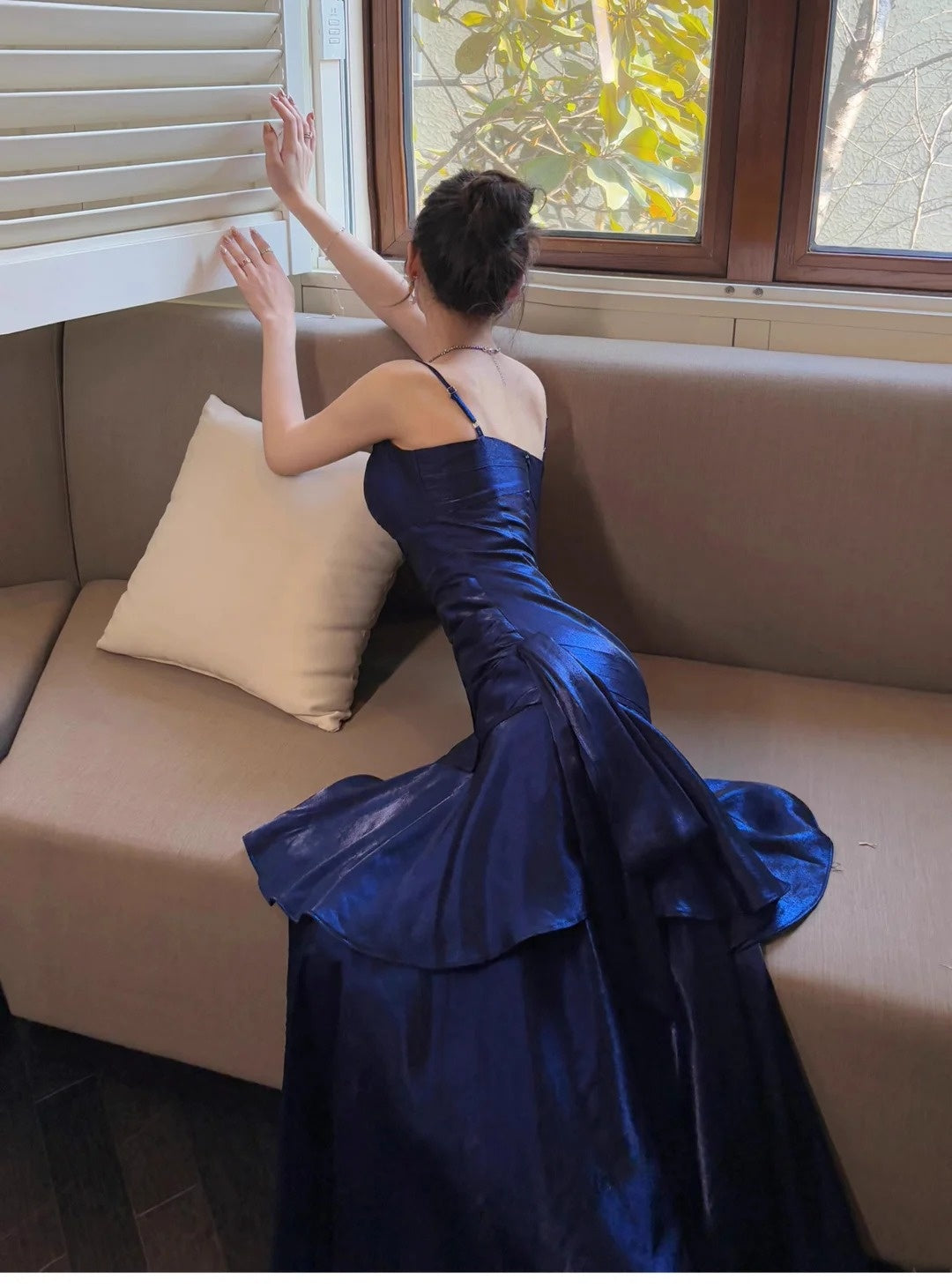 Blaue Zauberin Meerjungfrau Prinzessin Rüschen Leichtes Luxus Kleine Leute Tageskleid Ballkleid Abendkleid nv4543