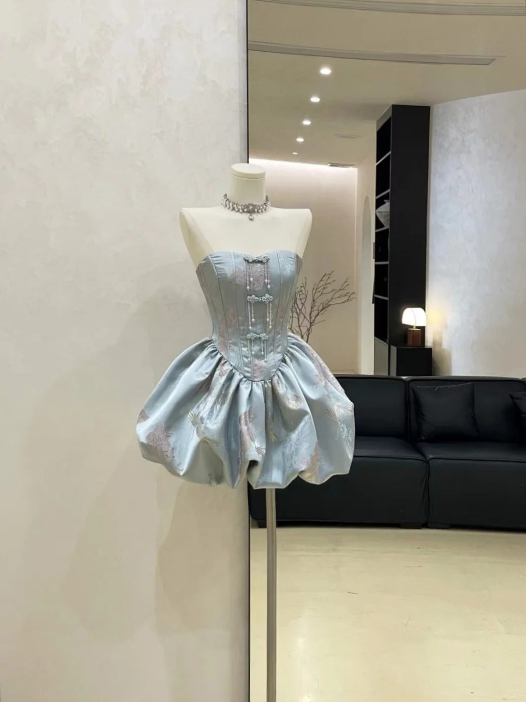 Blaues, modisches Homecoming-Kleid, kurz, Prinzessin, Geburtstagspartykleid, nv4361