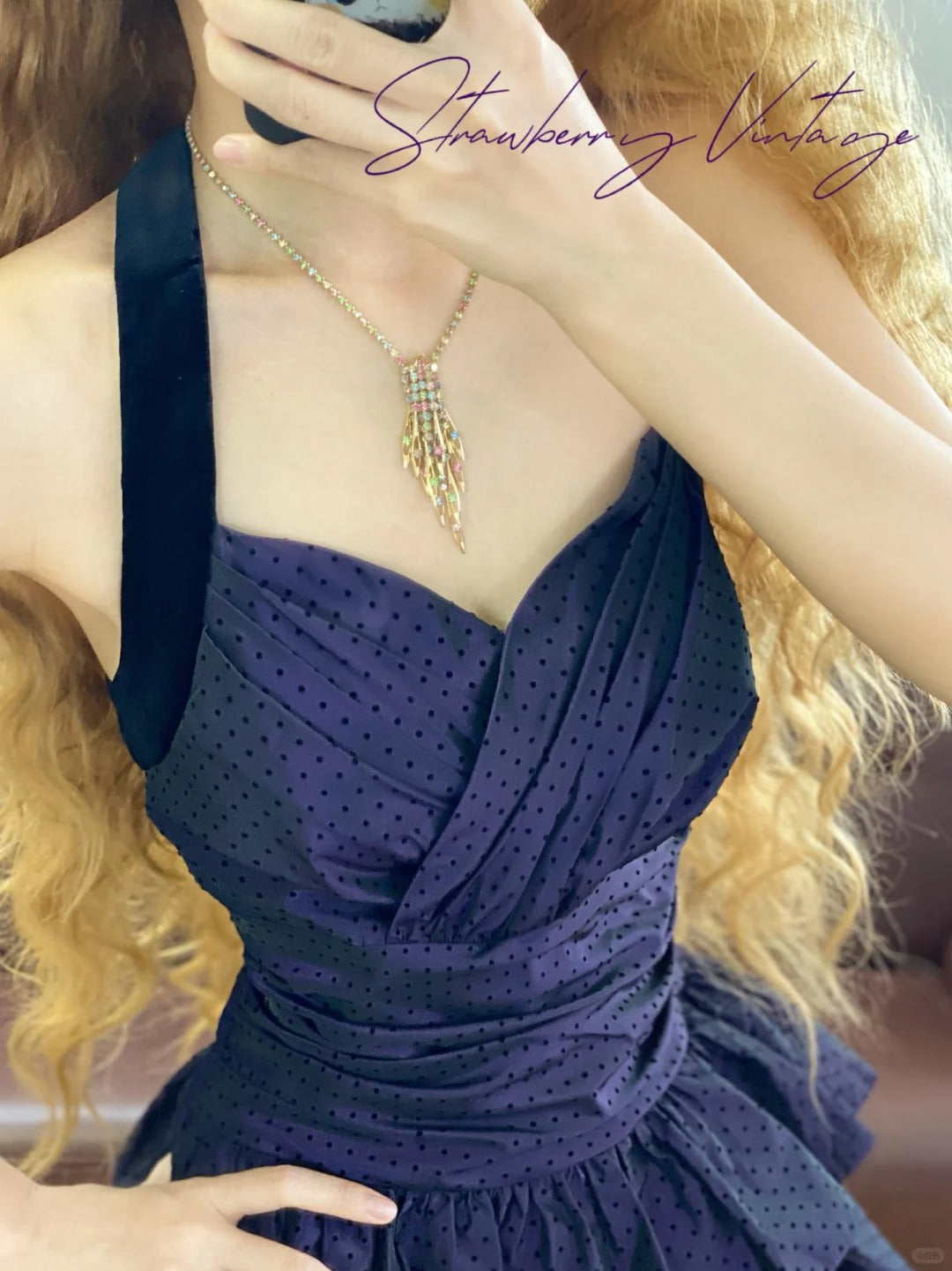 Robe de soirée courte en satin violet foncé vintage, robe de soirée d'anniversaire nv4997