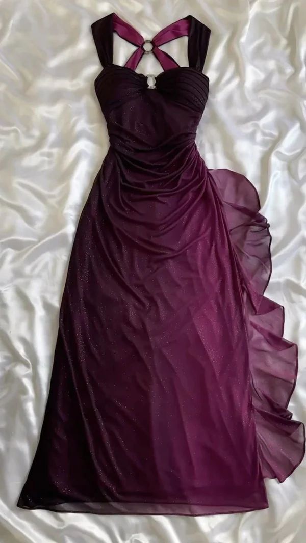 Schwarz/blau/lila glänzendes Farbverlauf exquisite elegante Hosenträger langes Tüll Ballkleid Abendkleid nv3314