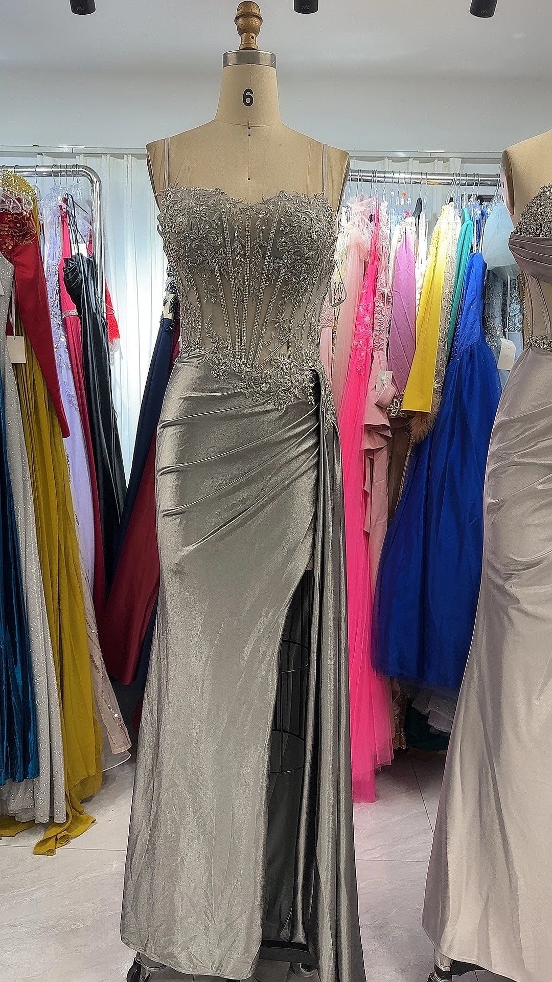 New fashionable and elegant long satin ball gown NV6632