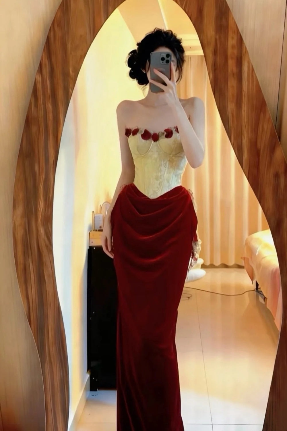 Vintage langes Samt-Abendkleid NV6668
