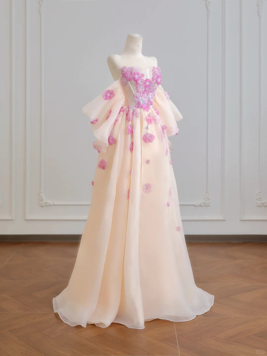 Robe de bal en tulle fleuri rose et violet nv5048