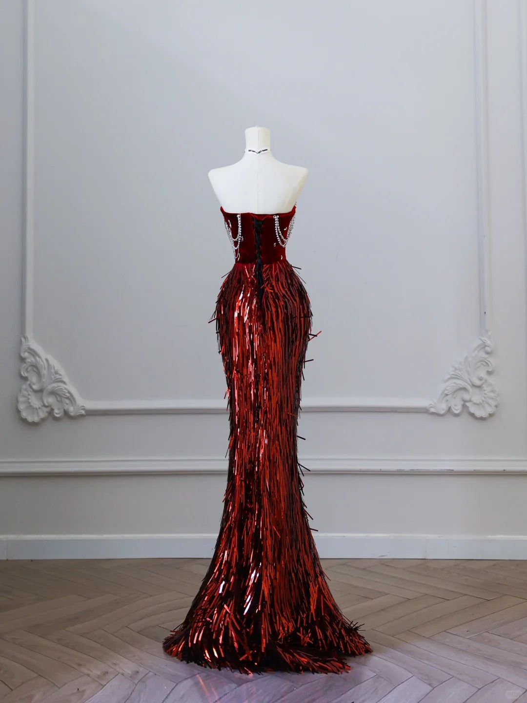 Burgundy gorgeous shiny mermaid elegant long prom dress evening dress graduation dress nv4335