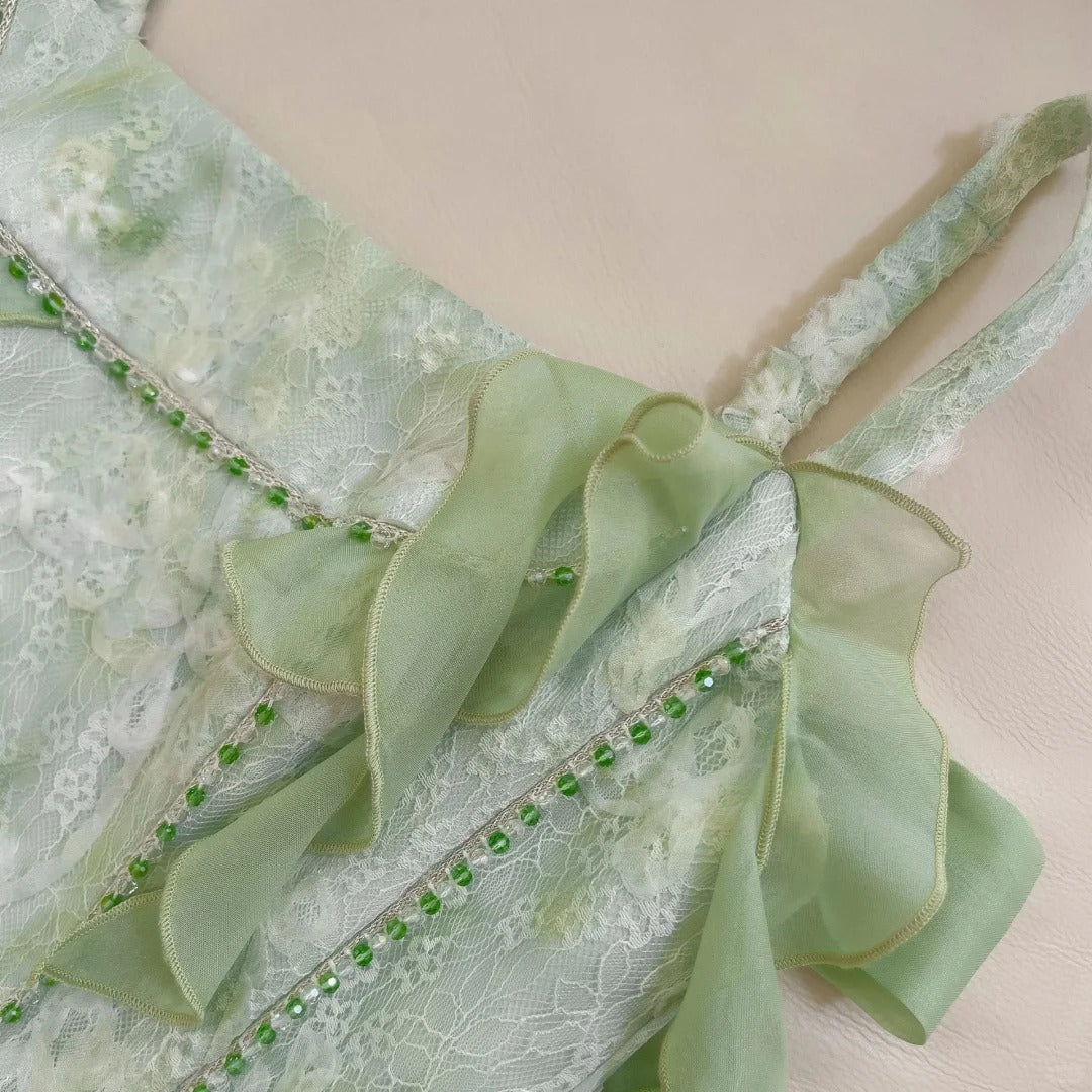 Grünes langes Chiffon-Tüll-Heimkehrkleid, Ballkleid, Geburtstagspartykleid, NV4669