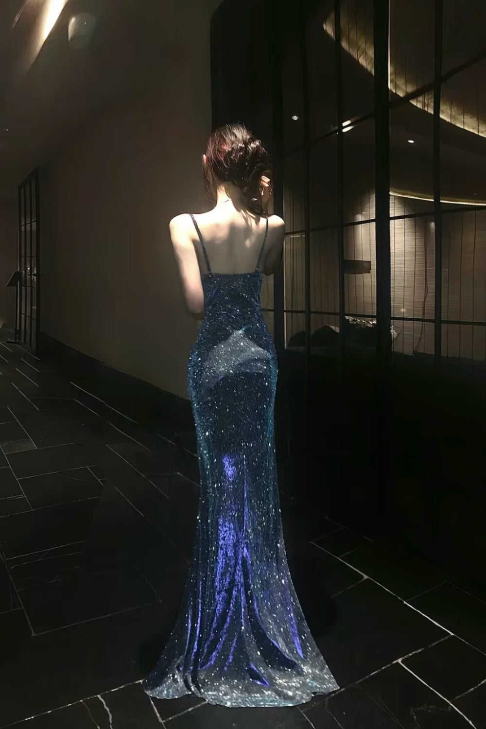 Shiny long slim fit dress NV6770