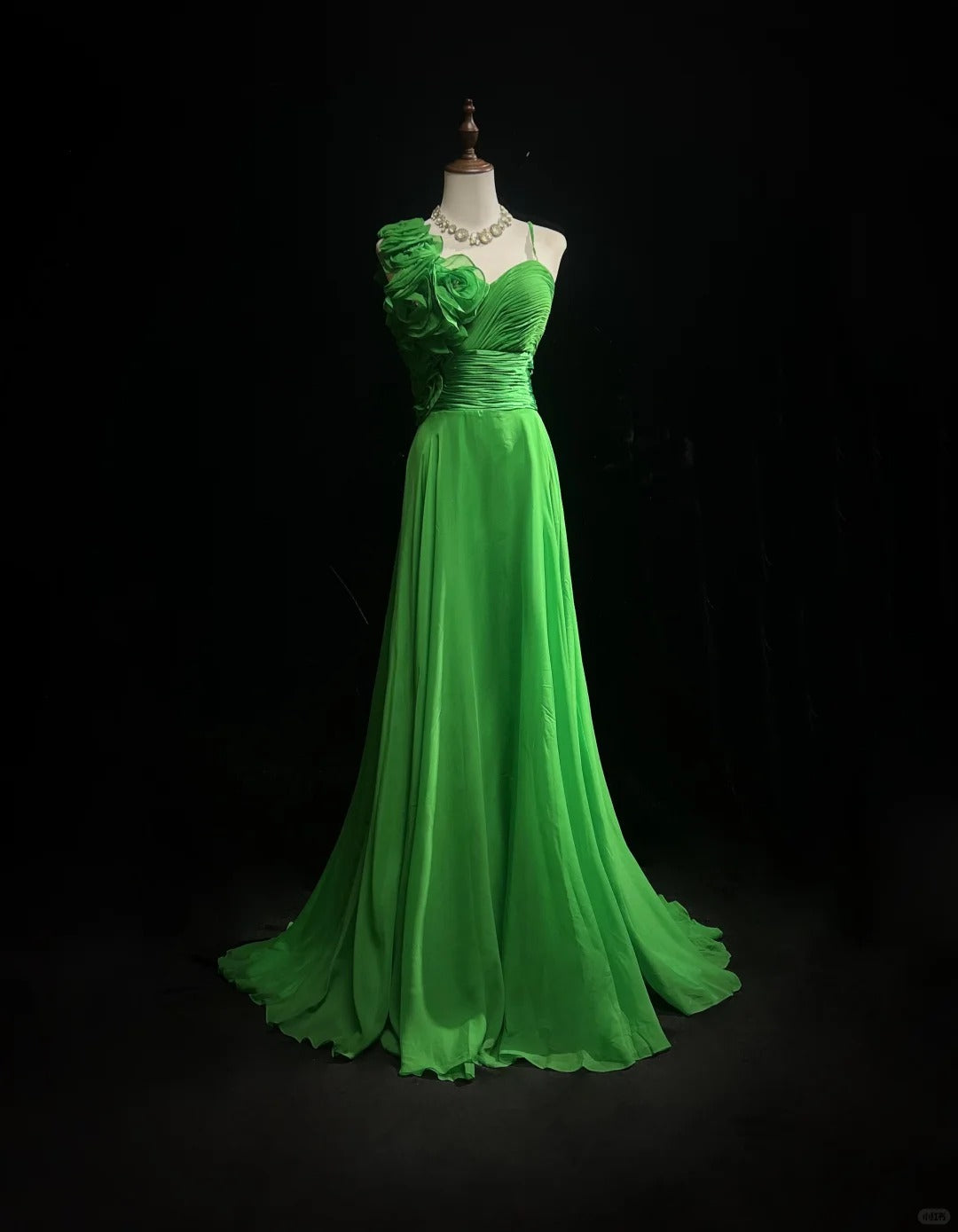 Green floral long chiffon ball gown evening dress party dress nv4396