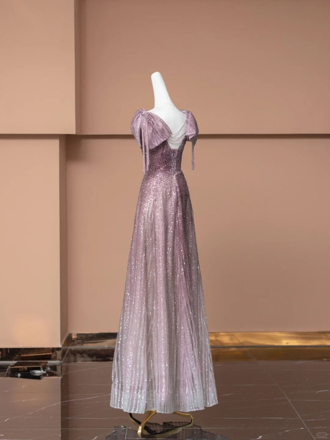 Robe de soirée longue en tulle rose, luxueuse et élégante, avec perles, style décontracté, nv4741