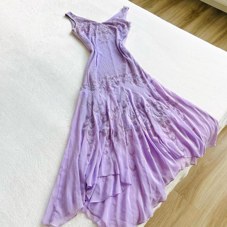 Lila Blumen Langes Chiffon Ballkleid Abendkleid Partykleid nv4482