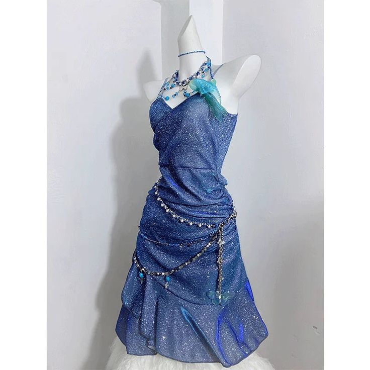 Blaues, funkelndes, kurzes Homecoming-Partykleid mit Spaghettiträgern, nv3023
