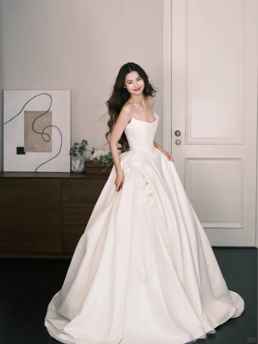 Sweetheart Satin A Line Wedding Gown with 3D Flowers NV7303