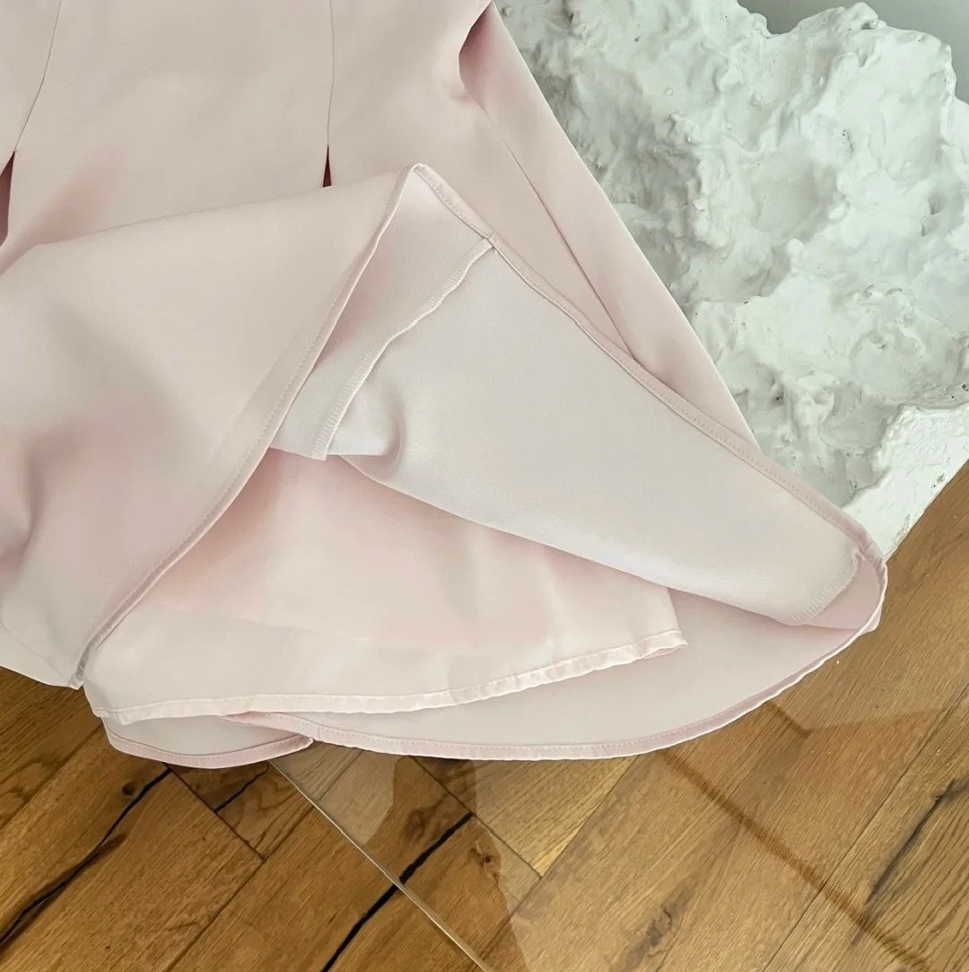 Robe de soirée courte en satin rose à perles, robe de bal, robe d'anniversaire, robe de soirée nv4445