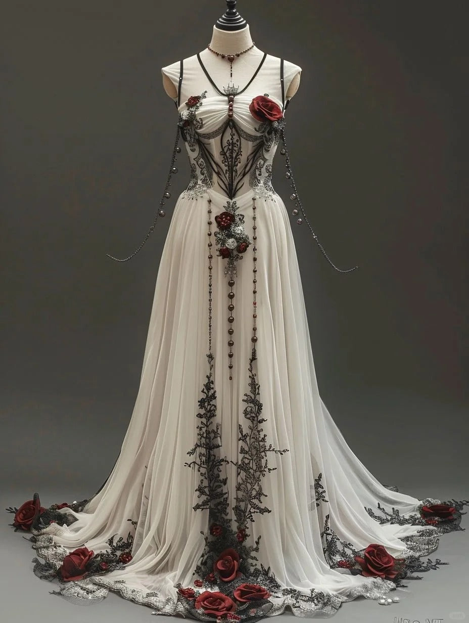 Weißes sexy hinreißendes süßes elegantes exquisites Blumenmuster mit Perlen verziertes langes Tüll-Meerjungfrauenkleid mit schmaler Passform, bodenlanges Schleppkleid, Ballkleid, Abendkleid, Partykleid, Hochzeitskleid nv4132