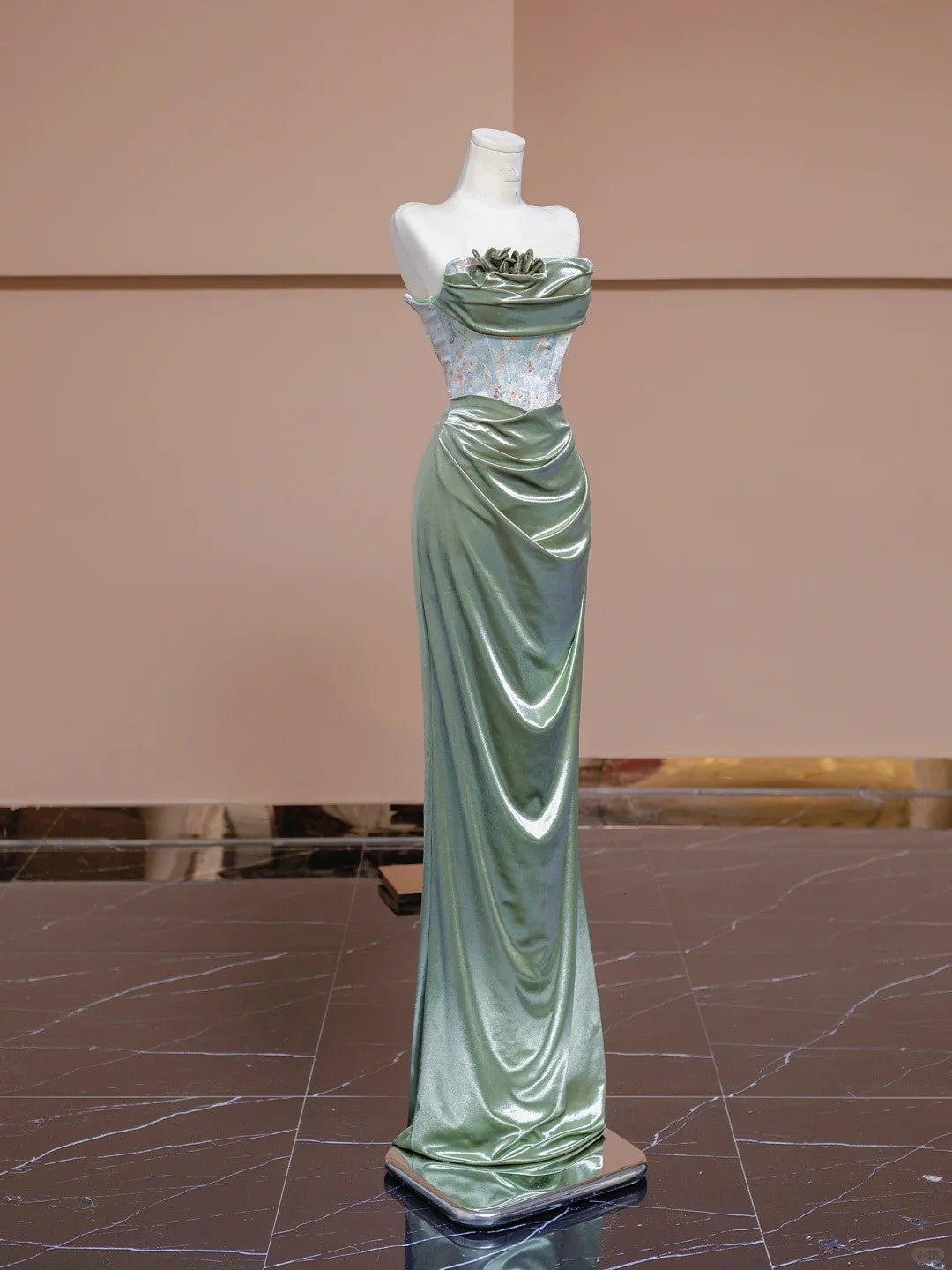 Grünes, modisches, elegantes Meerjungfrau-Kleid mit Blumenmuster, schmale Passform, langes, bodenlanges Ballkleid, Abendkleid, Partykleid, NV4189