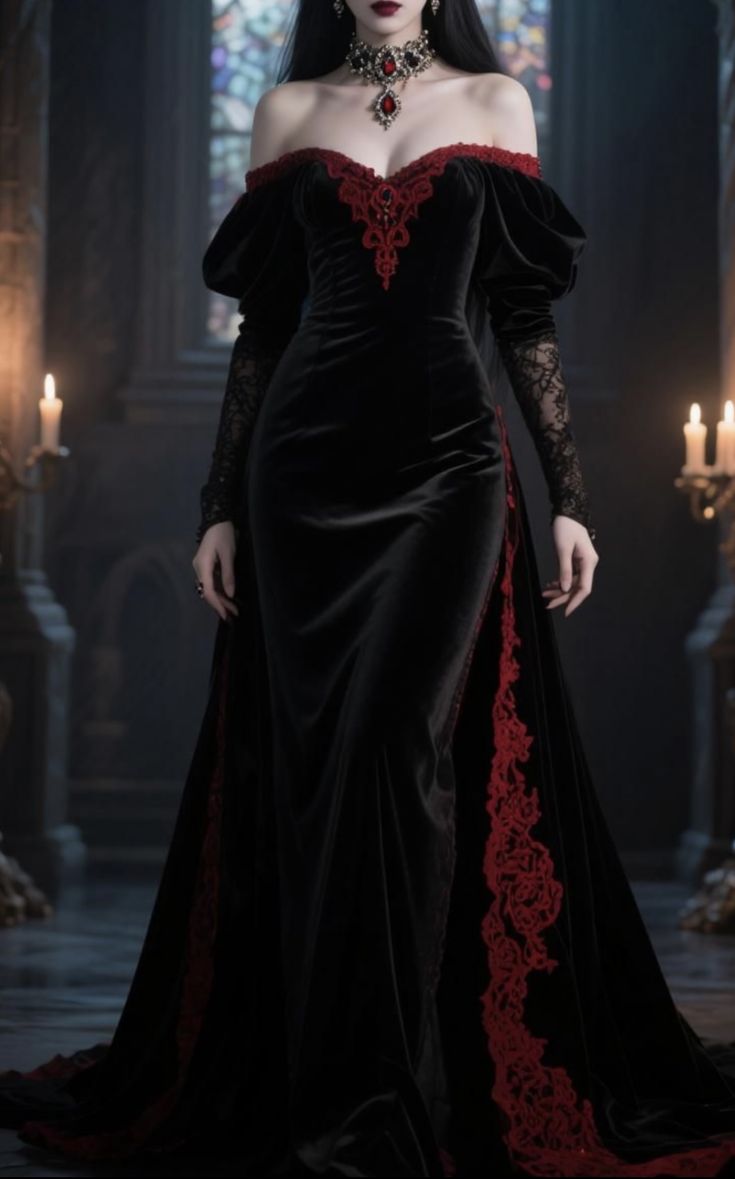 NiceVestidos - Robe de bal longue vintage en velours noir NV6023