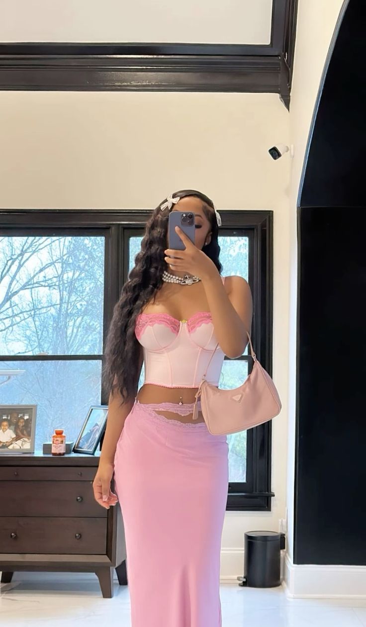 Rosa Mode Elegant Zweiteiler Anzug Tube Top Urlaub Geburtstag Party Kleid nv2846
