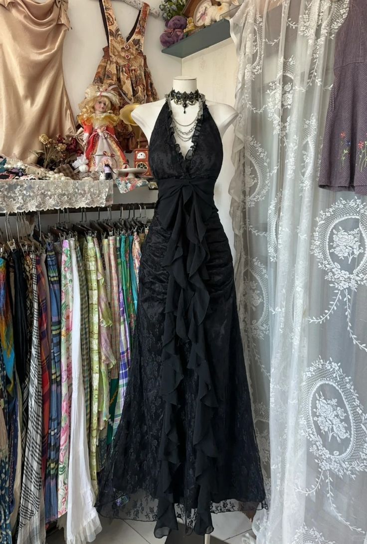 Robe de soirée longue en dentelle noire, décolleté en V, sexy et élégante, robe de bal nv2954