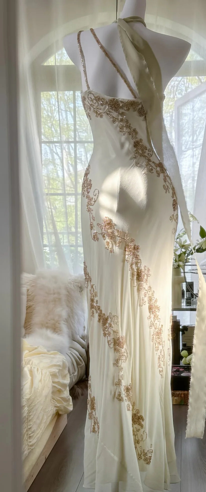 Beige Elegante A-Linie Exquisite Perlen Lange Chiffon Meerjungfrau Schlank Retro Abendkleid Geburtstagsfeier Geschenk Ballkleid Ballkleid nv3990